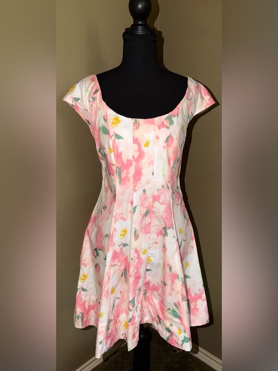 a new day Dresses & Skirts - A New Day - pink and yellow floral watercolor cotton mini dress